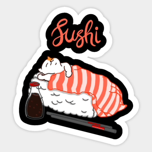 Cat Sleeping on Sushi Sticker